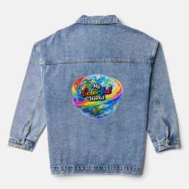 Mijn Kleurrijke Wereld Regenboog Globe Denim Jas Jacket