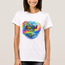 Mijn Kleurrijke Wereld Regenboog Globe T-Shirt. T-shirt