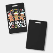 Mijn kleuters zijn slimme koekjes Kerstman Badge (Voor- en achterkant)