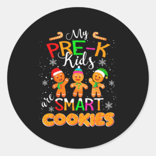 Mijn kleuters zijn slimme koekjes Kerstmis leraar  Ronde Sticker