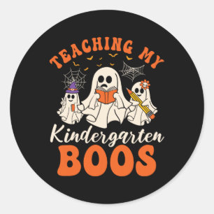 Mijn kleuterschoolboeken leren Retro Ghost Hallowe Ronde Sticker