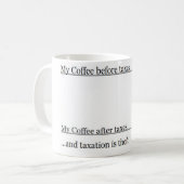 Mijn koffie en belastingen koffiemok (Voorkant links)
