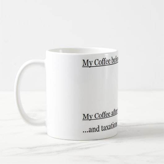 Mijn koffie en belastingen koffiemok (Links)