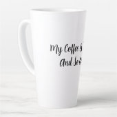 Mijn koffie is sterk en dat ben ik ook latte mok (Linkerhoek)