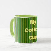 Mijn koffiekopje Groen Gestreepte Retro Mok (Voorkant links)