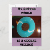 Mijn koffiewereld is een wereldwijde dorpskaart briefkaart (Voorkant / Achterkant)