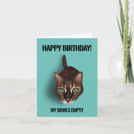 Mijn kom is leeg - Funny Cat Birthday Kaart