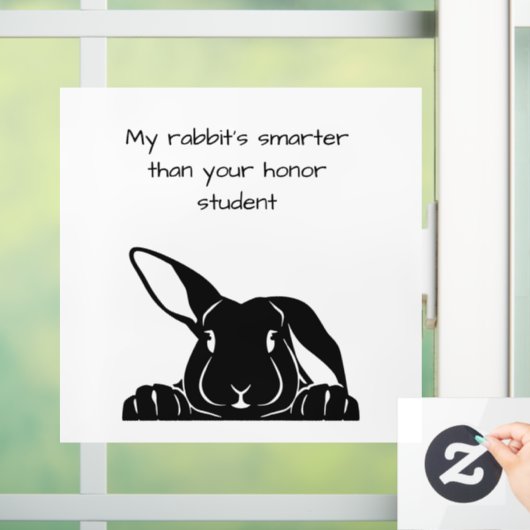 Mijn konijn is slimmer dan je eersteklas decal. raamsticker (Huis)