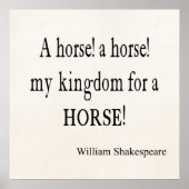 Mijn Koninkrijk voor een paard William Shakespeare Poster (Voorkant)
