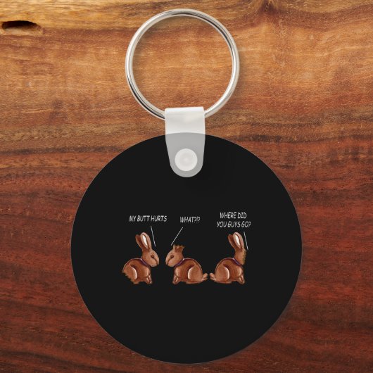 Mijn kont doet pijn Chocolate Bunny Rabbit Funny P Sleutelhanger (Voorkant)