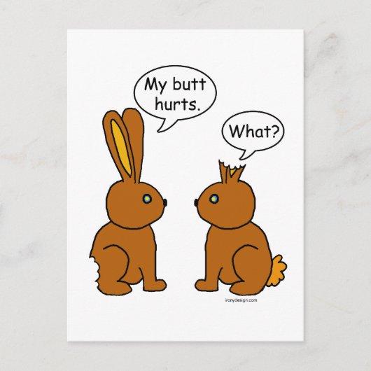 Mijn kont doet pijn! - Wat? Bunny Rabbit Feestdagenkaart (Voorkant)