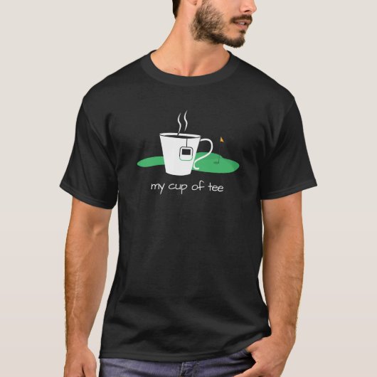 Mijn kop t-shirt met thee en vlag op groene golfer (Voorkant)