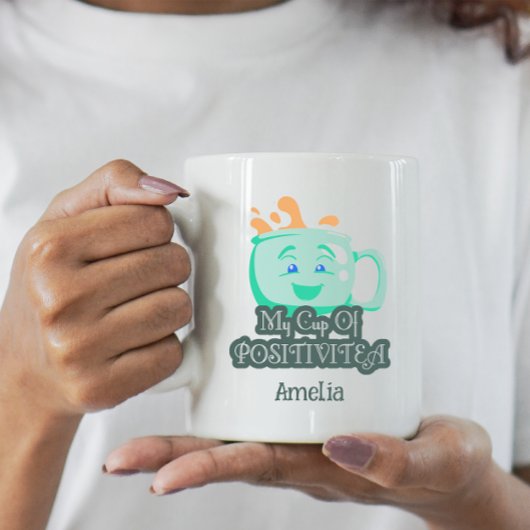 Mijn Kopje Positivitea grappige schattige Blauwgro Mok