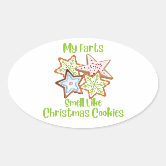 Mijn kunst smukt als kerstkoekjes ovale sticker (Voorkant)