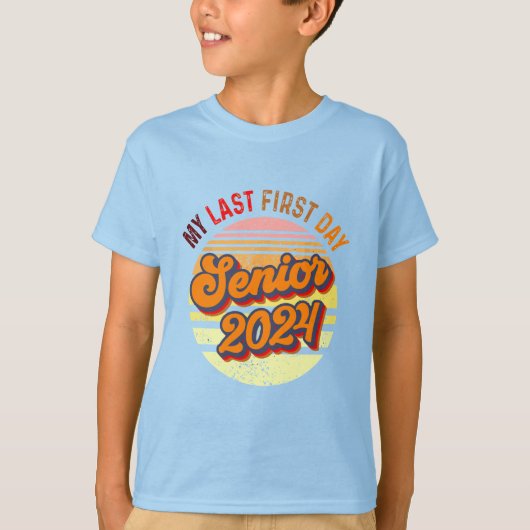 Mijn laatste Eerste Dag Senior 2024 Klasse Terug n T-shirt (Voorkant)