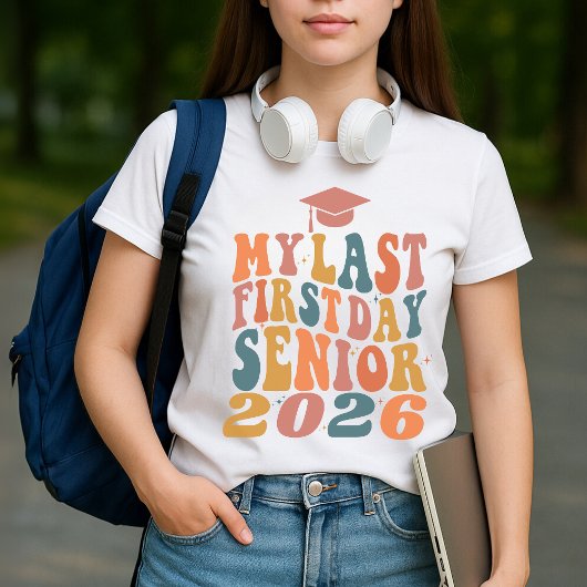 Mijn laatste eerste dag Senior 2026 gepersonalisee T-shirt