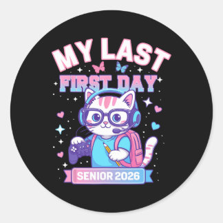 Mijn laatste eerste dag senior 2026 Schattige Kat  Ronde Sticker