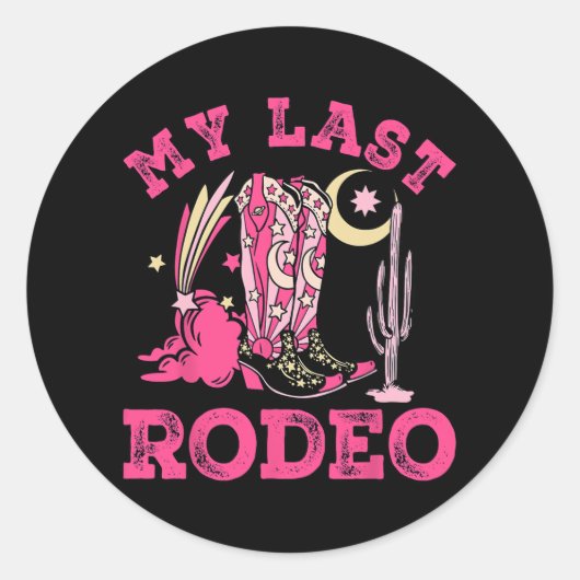 Mijn Laatste Rodeo Bruidsmeisjes Trouwfeest Wester Ronde Sticker (Voorkant)