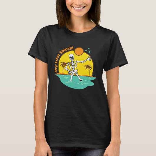 Mijn Laatste Splash Skelet Bruid Strand Bruidsfees T-shirt (Voorkant)