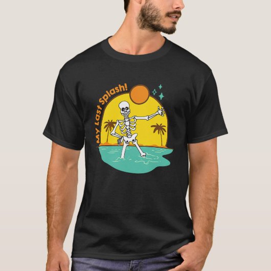 Mijn Laatste Splash Skelet Bruid Strand Bruidsfees T-shirt (Voorkant)