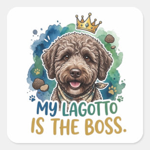 Mijn Lagotto is de baas Fun sticker met hond quote