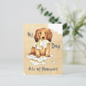 Mijn lange Dachshund Ate mijn thuiswerk Briefkaart (Staand voorkant)