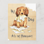 Mijn lange Dachshund Ate mijn thuiswerk Briefkaart (Voorkant)