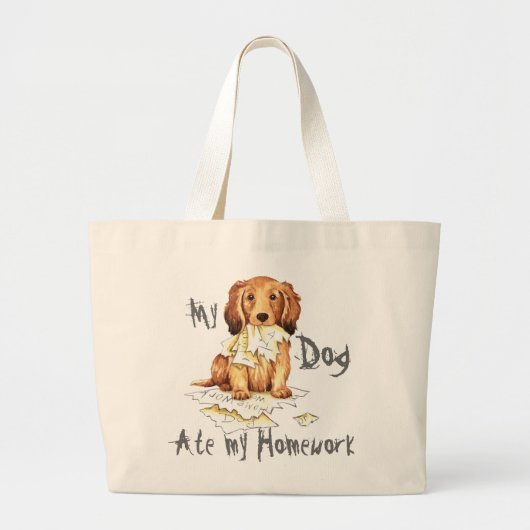 Mijn lange Dachshund Ate mijn thuiswerk Grote Tote Bag (Voorkant)