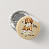 Mijn lange Dachshund Ate mijn thuiswerk Ronde Button 3,2 Cm (Voorkant /achterkant)