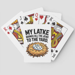 Mijn Latke Brengt Alle Joden Naar De Tuin Hanukkah Pokerkaarten