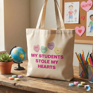 Mijn leerlingen stalen mijn hart Valentijnsgeschen Tote Bag