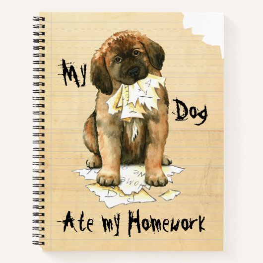 Mijn Leonberger Ate Mijn thuiswerk Notitieboek (Voorkant)