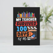 Mijn leraar heeft 100 dagen met mij overleefd bedankkaart (Staand voorkant)