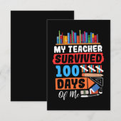 Mijn leraar heeft 100 dagen van mij overleefd bedankkaart (Voorkant / Achterkant)