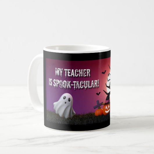 “Mijn leraar is spook‑tastisch!” Halloween mok (Voorkant links)