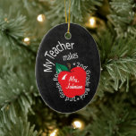 Mijn leraar maakt de 2de grade Rock | Chalkboard Keramisch Ornament<br><div class="desc">🍎 de Ornament van de Leraar. 📌 Als u verdere aanpassing nodig hebt, te klikken gelieve de "Klik om verder"aan te passen of "Ontwerp"knoop aan te passen of uit te geven en ons ontwerphulpmiddel te gebruiken resize, roteren, tekstkleur veranderen, tekst toevoegen en zo veel meer. ⭐ Dit Product is 100%...</div>