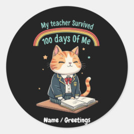 Mijn leraar overleefde 100 dagen. ronde sticker