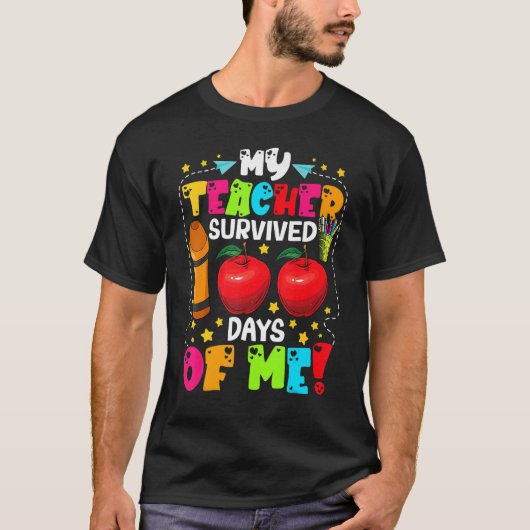 Mijn leraar overleefde 100 dagen van mij 100 dagen t-shirt (Voorkant)