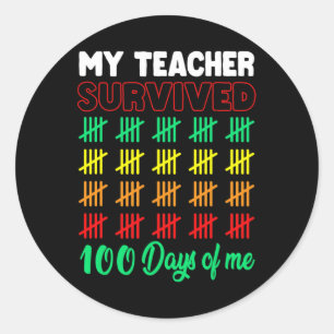 Mijn leraar overleefde 100 dagen van mij school le ronde sticker