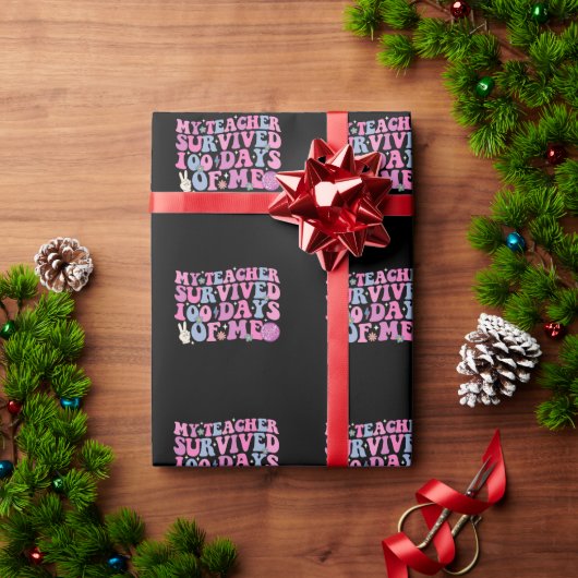 Mijn leraar overleefde 100 dagen van mijn disco gr cadeaupapier (Feestdagen Geschenken)