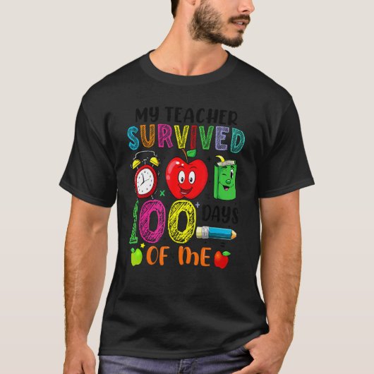 Mijn leraar overleefde 100 dagen van mijn grappige t-shirt (Voorkant)