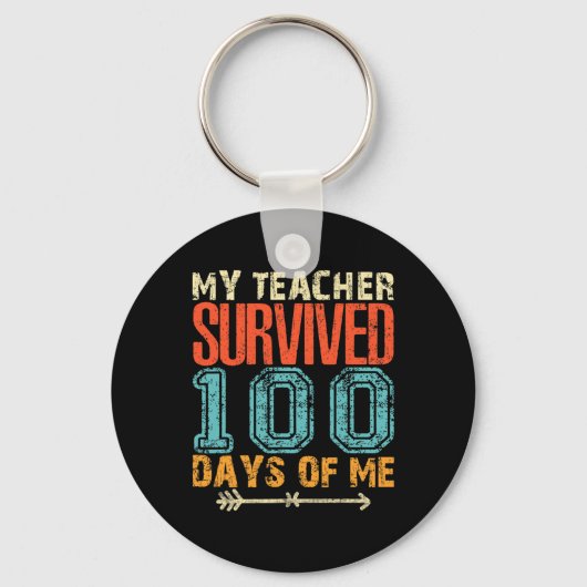 Mijn leraar overleefde 100 Days of Me Fun 100 Scho Sleutelhanger (Voorkant)