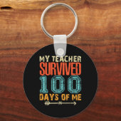 Mijn leraar overleefde 100 Days of Me Fun 100 Scho Sleutelhanger (Voorkant)