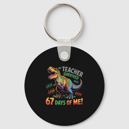 Mijn leraar overleefde 67 dagen school 67 meme Din Sleutelhanger (Voorkant)