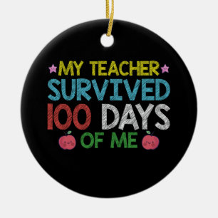 Mijn leraar overleefde de 100e dag van mijn school keramisch ornament