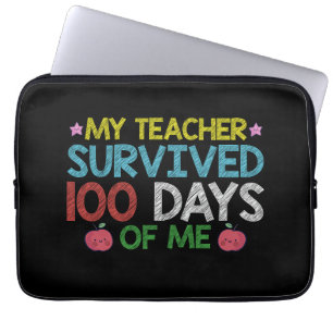Mijn leraar overleefde de 100e dag van mijn school laptop sleeve