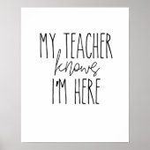 Mijn leraar weet dat ik hier ben - poster, wandbek poster (Voorkant)