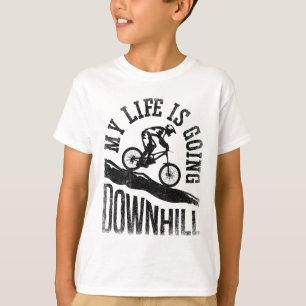 Mijn leven gaat bergafwaarts mountainbiken fiets t-shirt