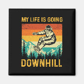 Mijn leven gaat bergafwaarts - Snowboarder Snowboa Magneet (Voorkant)