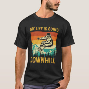 Mijn leven gaat bergafwaarts Snowboarder Snowboard T-shirt